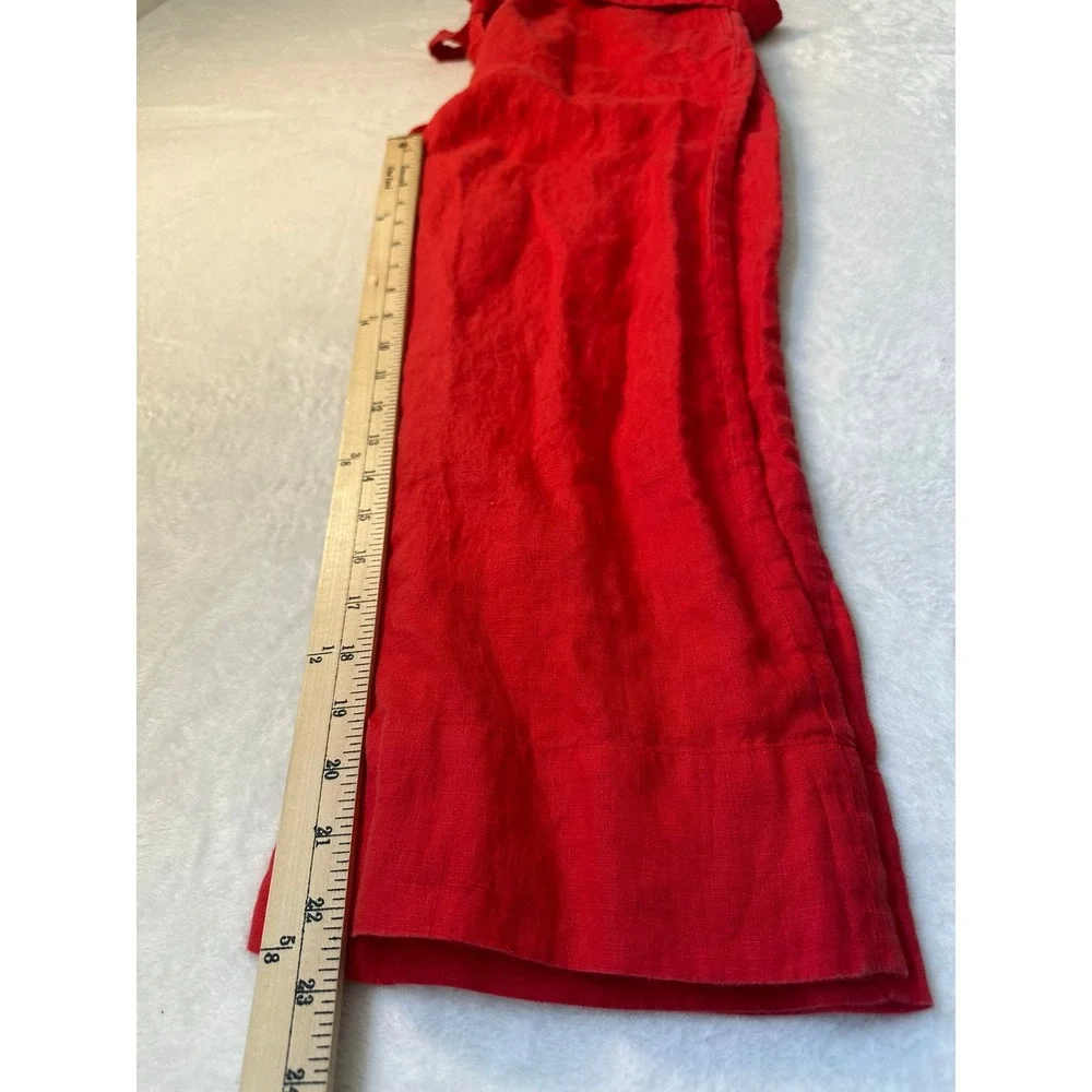 Everlane Jumpsuit Womens 0 Red Good Linen Square Neck Tie Waist Sleeveless